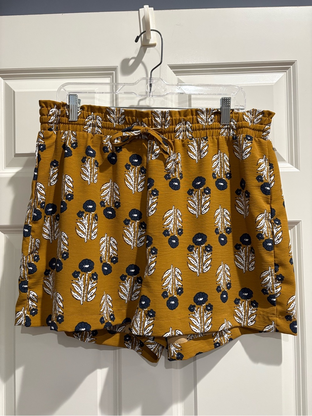 Mud Pie Mustard Floral Drawstring Shorts